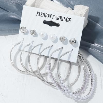 2023 New Korean Simple Earrings Silver Large Round Earrings Exaggerate Models Fashion Earrings Vintage Elegant Earrings Set Charm Sexy Clip Earrings