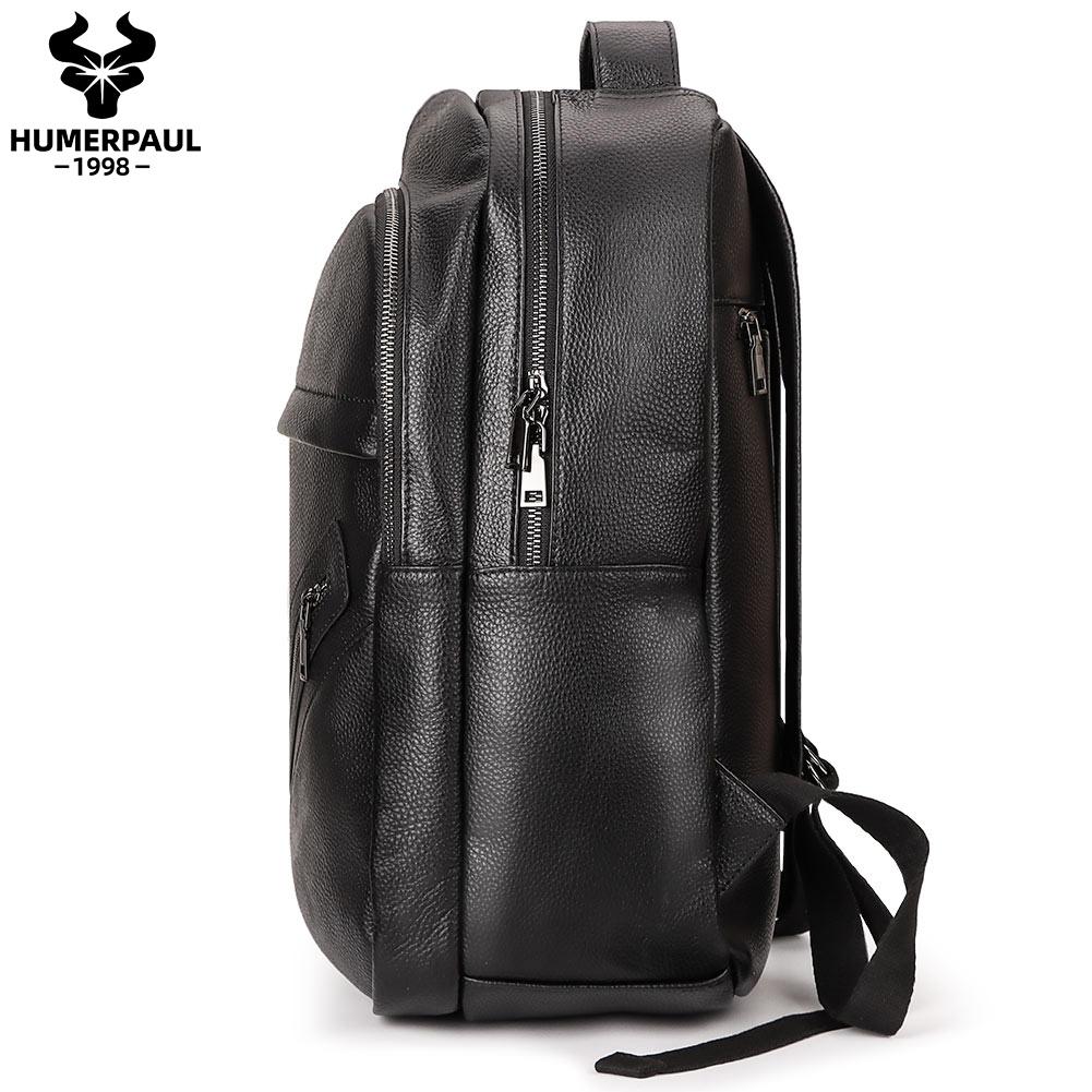 Humerpaul Genuine Leather High-end Backpack Large-capacity Multi-function Computer Bag Fashion Sports Bag