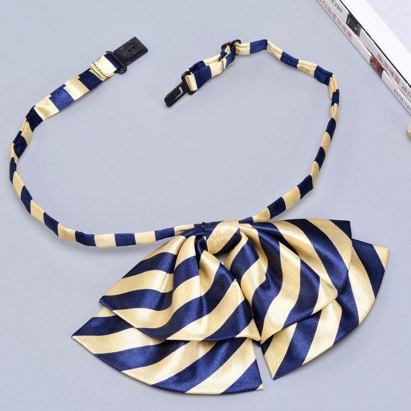 Business Attire Double Layer Bow Tie For Women With Polyester Material And Button Fastening