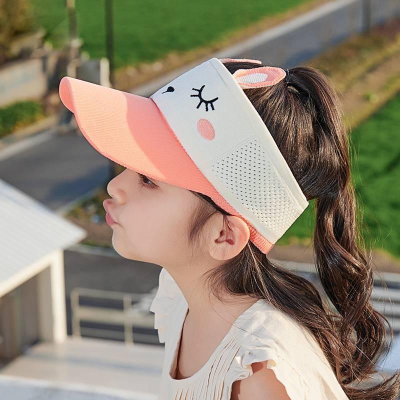 Kids Cartoon Bunny Summer Sun Hat With Breathable Polyester For Outdoor Play