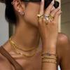 Stylish Floral Pendant Tassels Rings With Freshwater Pearls Stainless Steel Fashion Jewelry For Women