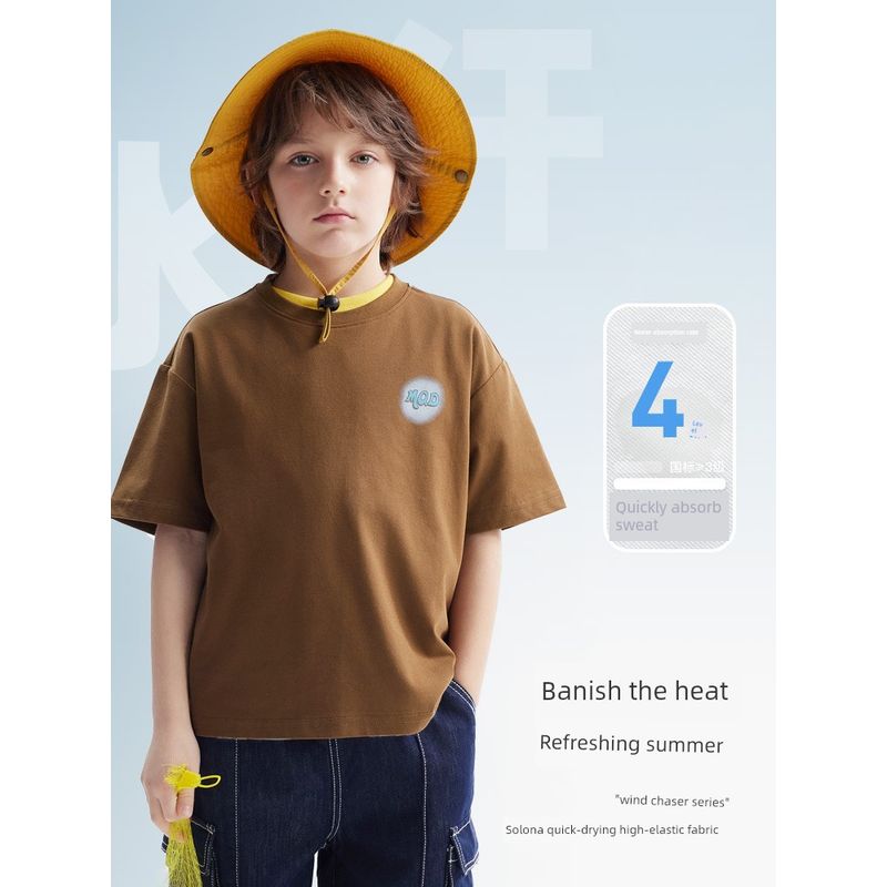Moisture-Absorbing and Quick-Drying Mqd Children's Clothing Children's Loose Short-Sleeved T-Shirt Summer New Style Boys' Printed Top T-Shirt