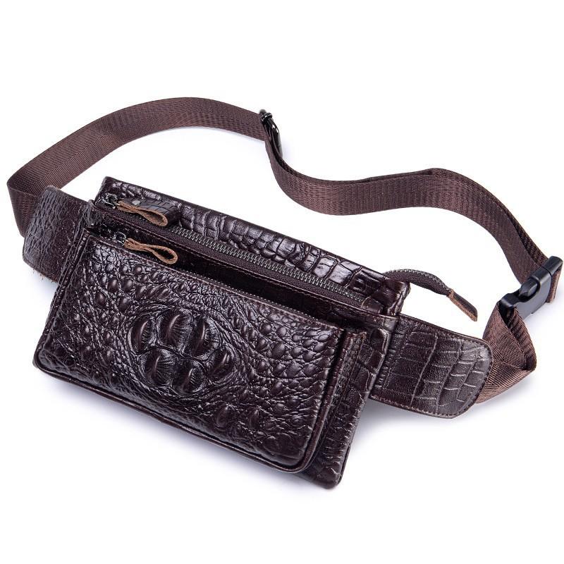 Kopfschicht Rindsleder Hüfttasche Herren Multifunktional Sport Leder Crossbody Handys Hochwertiges Gefühl