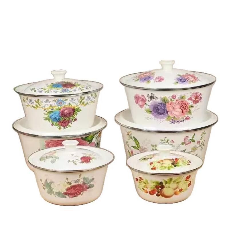 ZISIZ Thickened Enamel Basin with Lid