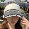 Bowknot Lady's Sun Hat Lace Brim Sun Protection Hat Cartoon Empty Top Cap  Girls