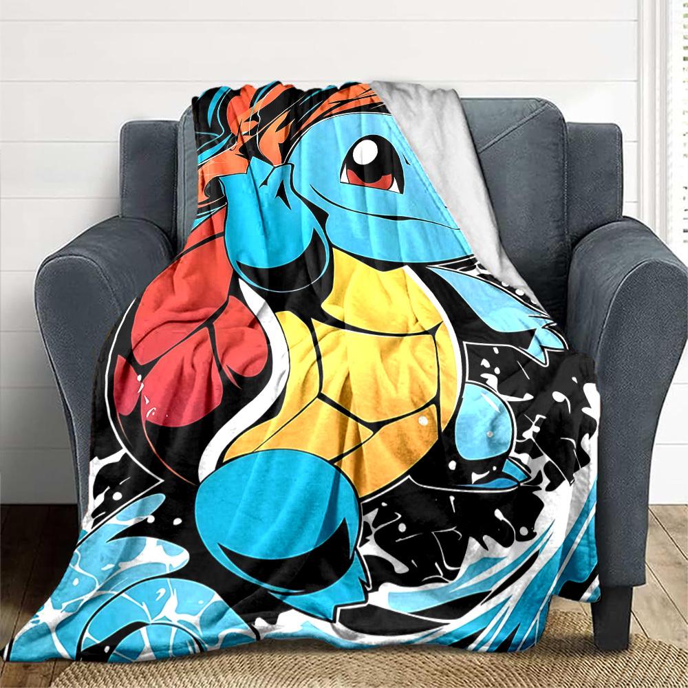 1pc Squirtle Flannel Blanket, Soft Skin Friendly with Digital Printing, Various Sizes Available for Family, Friends, Birthday