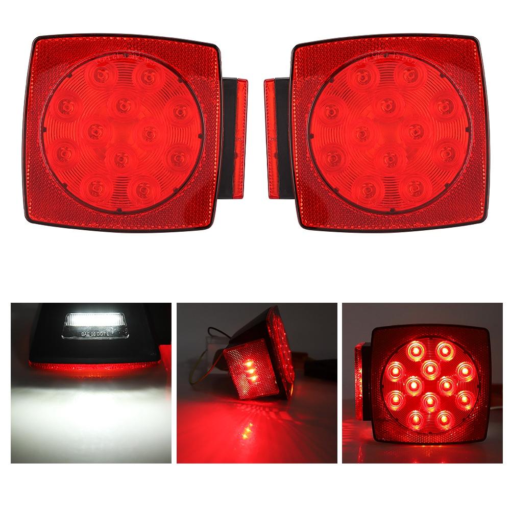 2pcs 12V Truck Trailer RV LED Tail Light Lamp Turn Signal Brake Reverse Light Combination