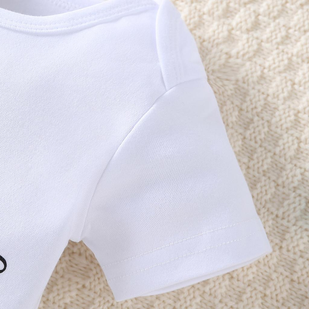 Newborn Baby "Hola Abuelos" Print 100%Cotton Bodysuit Cute Short Sleeve Jumpsuit Onesie