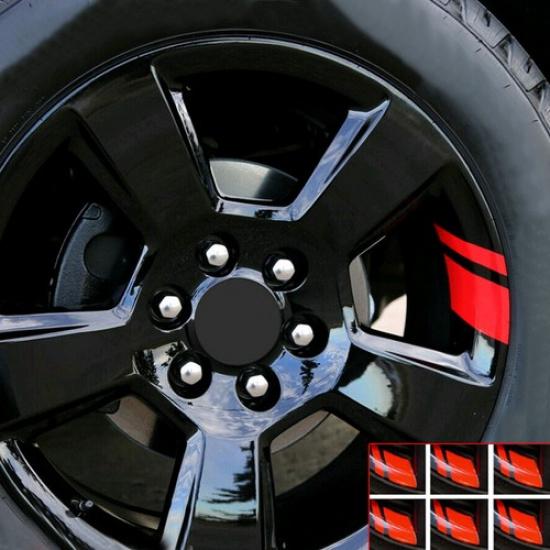 10Pcs Red Reflective Car Wheel Rim Vinyl Decal Strip Racing Stickers Accessories