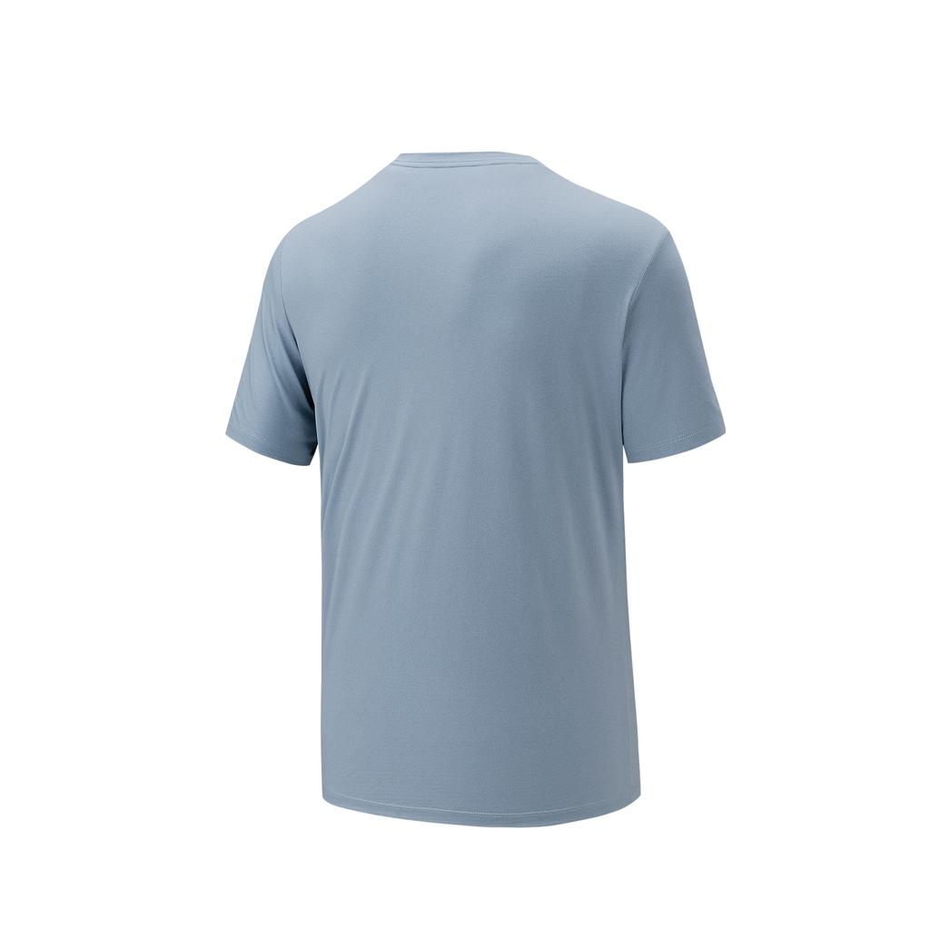 Anta Training Short Sleeve Knitted T-Shirt Summer Sports Tee Men Tops Blue Gray 952627106-1