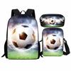 Trendy Popular flame football 3D Print 3pcs/Set pupil School Bags Laptop Daypack Backpack Inclined shoulder bag Pencil Case
