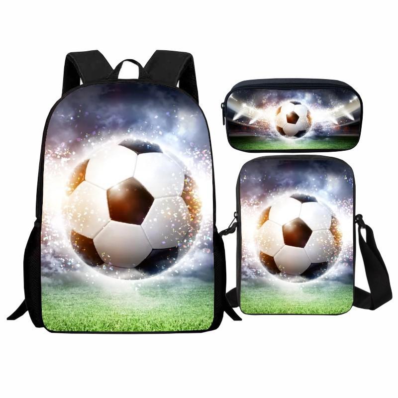 Trendy Popular flame football 3D Print 3pcs/Set pupil School Bags Laptop Daypack Backpack Inclined shoulder bag Pencil Case