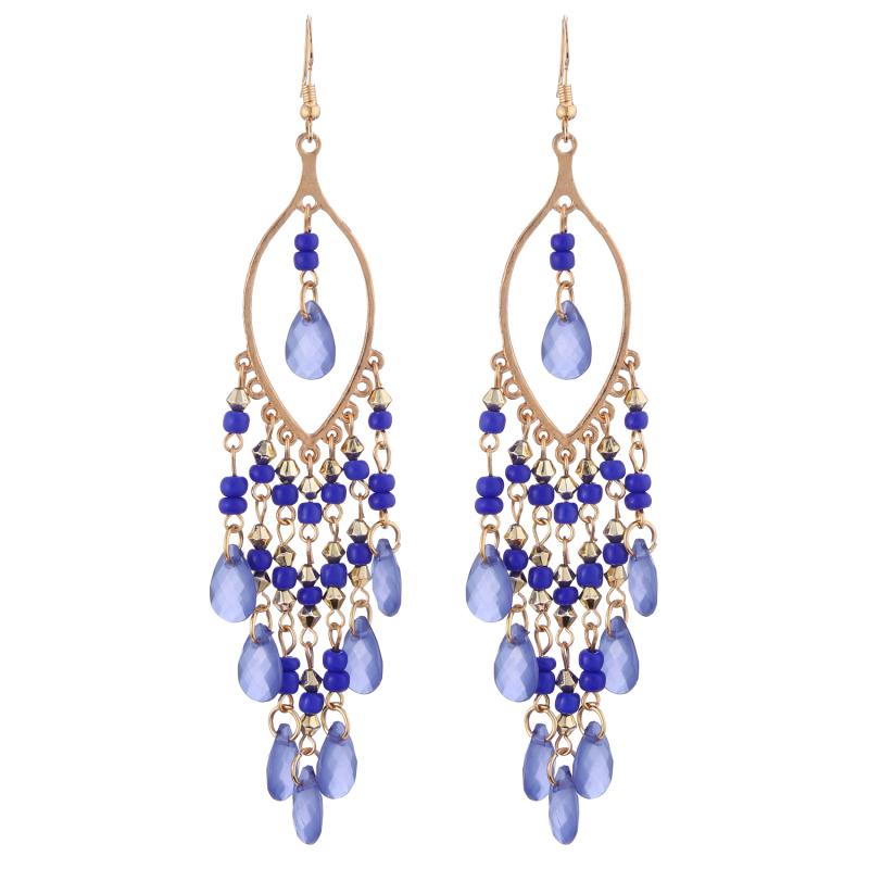 Long Jewelry Vintage Tibetan Multicolor Tassel Section Round Beads Women Dangle Earring Pendant Straight Hanging Earings Jewelry