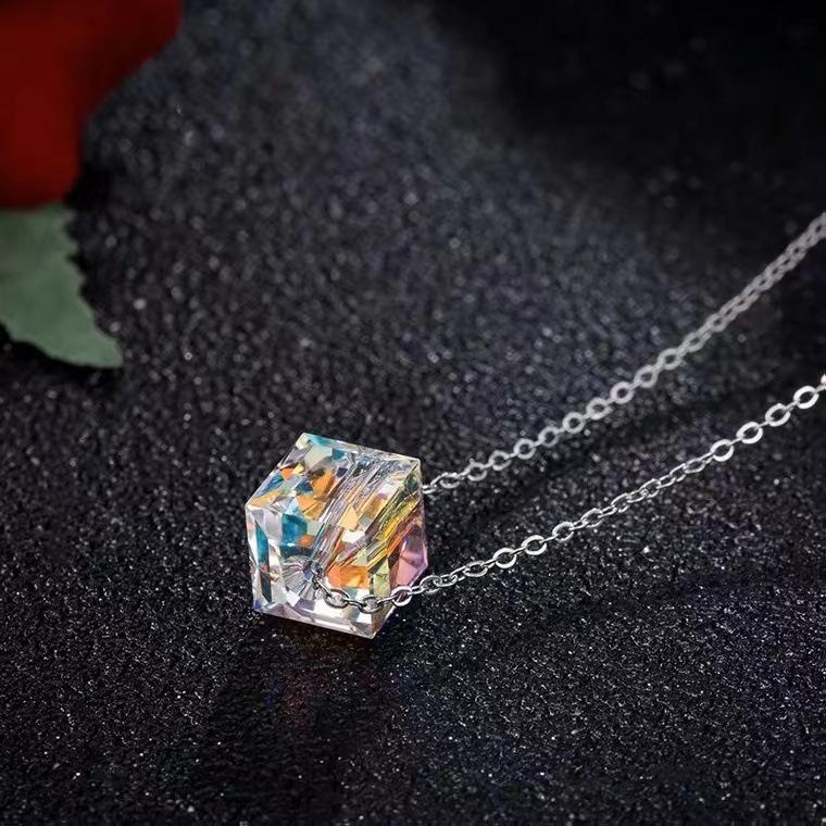 S925 Silver Autumn/Winter Square Zircon Luxury Clavicle Chain Women's Fashionable Korean Necklace