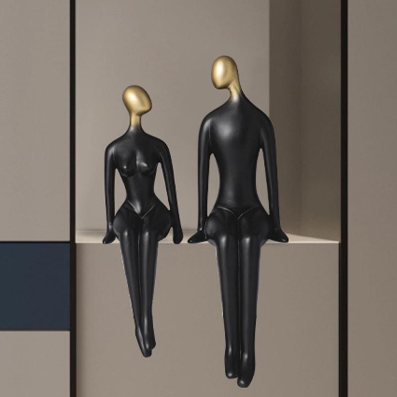 Resin Abstract Figure Sculpture Creative Craft Ornaments Couple Statue Decorative Figurines Home Decoration Accessories