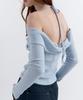 RAVEROUS Shirred Off-Shoulder T-Shirt Sky Blue