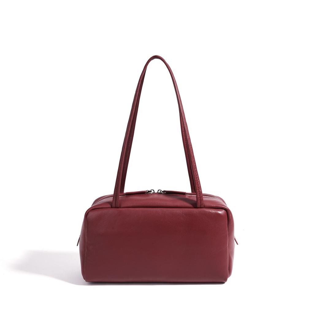 Leather Shoulder Briefcase Large Capacity Fashion Classic Bowling Bag Premium Sheepskin Handbag Bag