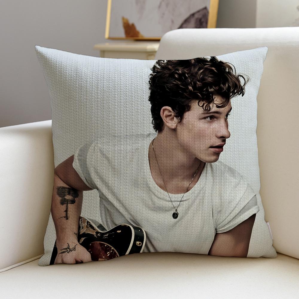 Charming SShawn MendesS Cushion Cover Breathable and skinfriendly linen pillowcase square removable and washable cushion