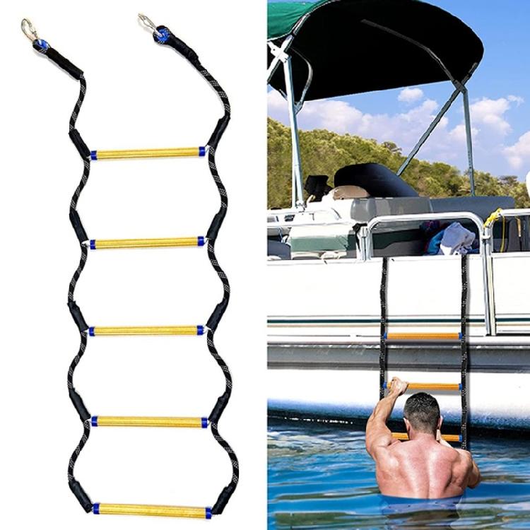 Outdoor 5 Step Boat Rope Ladder for Inflatable Boat, Kayak, Motorboat, Canoeing