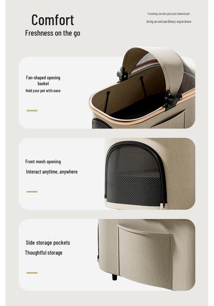Lightweight Foldable Pet Stroller for Small Dogs & Cats