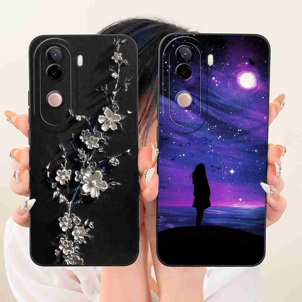 For vivo V40e 5G Case Cute Cat Cream Flower Silicone Back Cover For Vivo V 40e VIVO V40E 5G V2403 Phone Cases Bumper Fundas