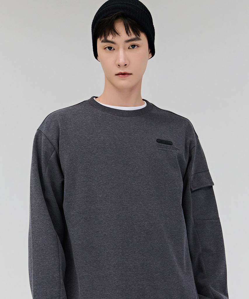 CHASECULT Men'S Sleeve Pocket Fleece Sweatshirt - Charcoal