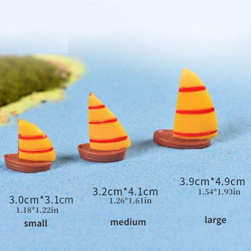 Miniature Resins Figurines Artificial Sailboat Boat Resin Diy Craft Micro Landscape Moss
