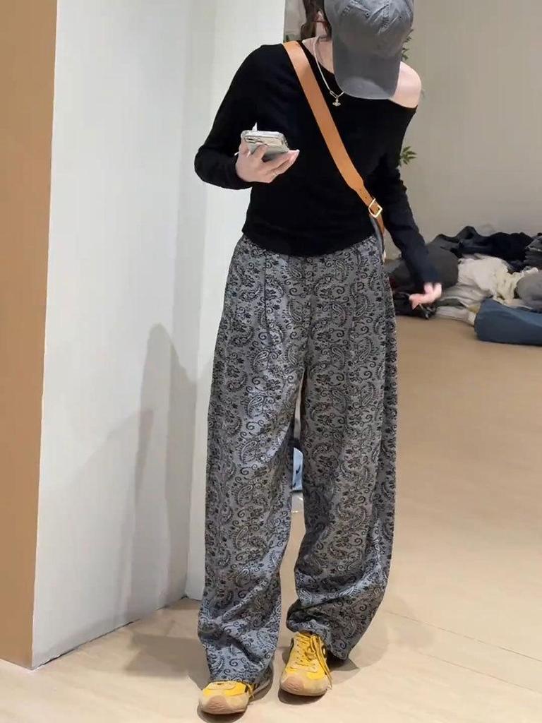 Women's Retro Paisley High-Waist Wide-Leg Pants - 2025 Summer Style