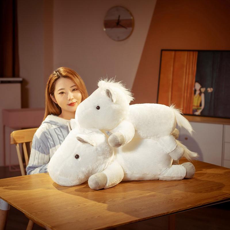Brown Horse White Horse Pillow Plush Toy Pony Doll Children'S Soothing Doll Birthday Gift
