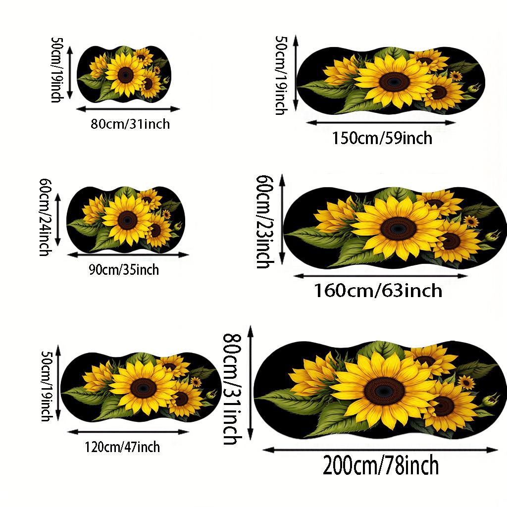 1pc Luxury Nordic Sunflower Carpet, Durable Non-Slip Washable Indoor Rug For All Seasons, Halloween Thanksgiving Christmas Decor