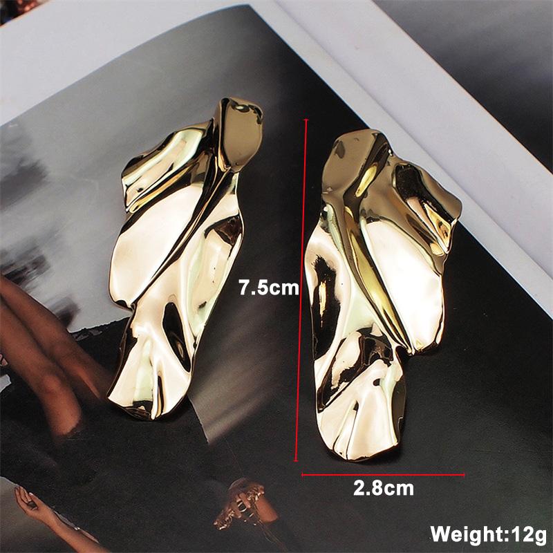 New Exaggerated Twist Metal Dangle Earrings for Women Gold Color Punk Fashion Female Hanging Earrings Boho Geometry Ear Zircon