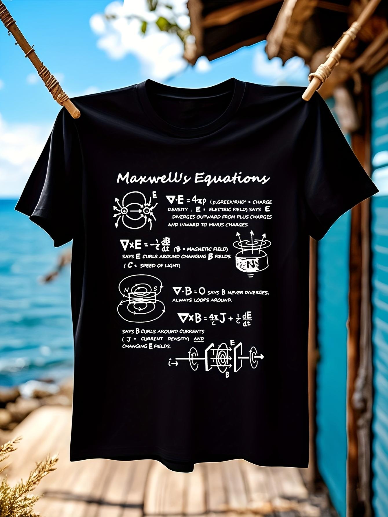 

Funny Physics Equations T-shirt - Black Cotton Tee with White Science Design XXXXL