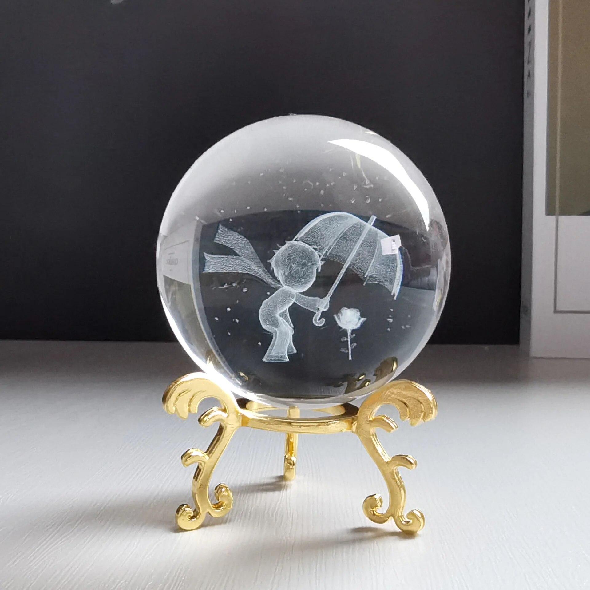 

3D Кришталева куля з підставкою Планета Сонячна система Глобус з лазерним гравіюванням Астрономічний подарунок Подарунок на день народження Скляна сфера Прикраса дому