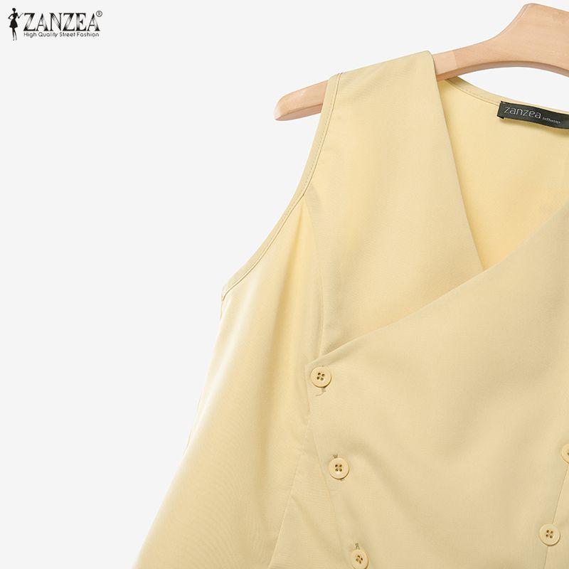 ZANZEA Women Sleeveless Vest Tops and Pants Summer Two Piece Suit Sets