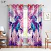 Cartoon Unicorn Rainbow Printed Curtains Kids Children Room Curtains Polyester Fiber Easy To Wash and Care Home Decoration 2PCS