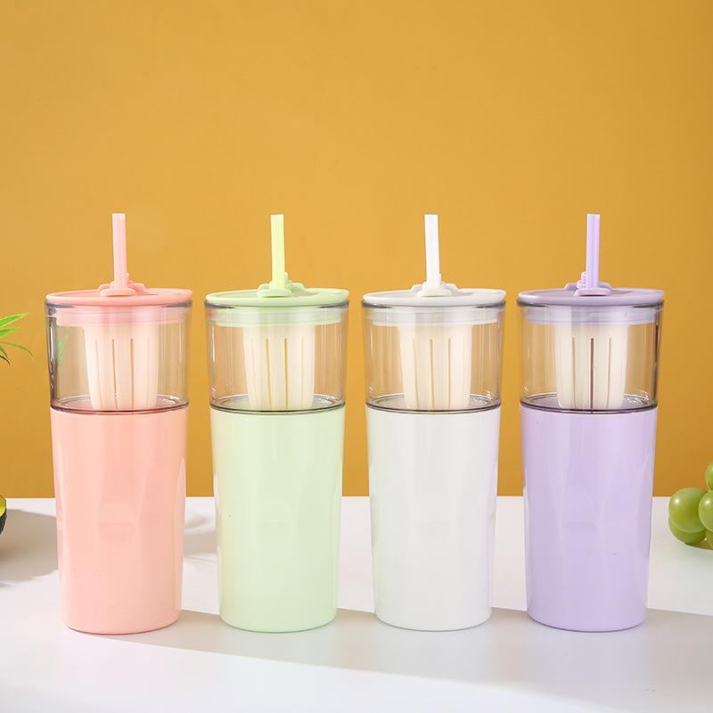 Water Bottle High Value Straw Cup Outdoor Sports Water Cup Sealed Leak-proof Fruit Teacup Large Capacity Plastic Cup Girls Youka Cup