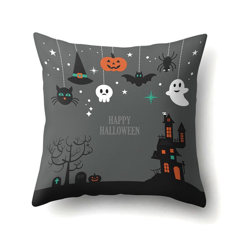 Halloween Polyester Pillow Case Car Waist Pillow Pumpkin Sofa Cushion Cover Office Living Room Pillow Case