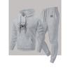Dark Thorn Print Hooded Sweatshirt Set Drawstring Sweatpants Two Piece Set Loose Casual Sports Style Trendy Men's Clothing