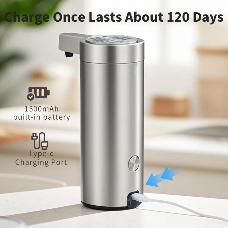 270ML Kitchen Soap Machine Automatic Sensor Out of Hand Sanitizer Smart Electric Body Wash Soap Dispenser 304 Stainless Steel