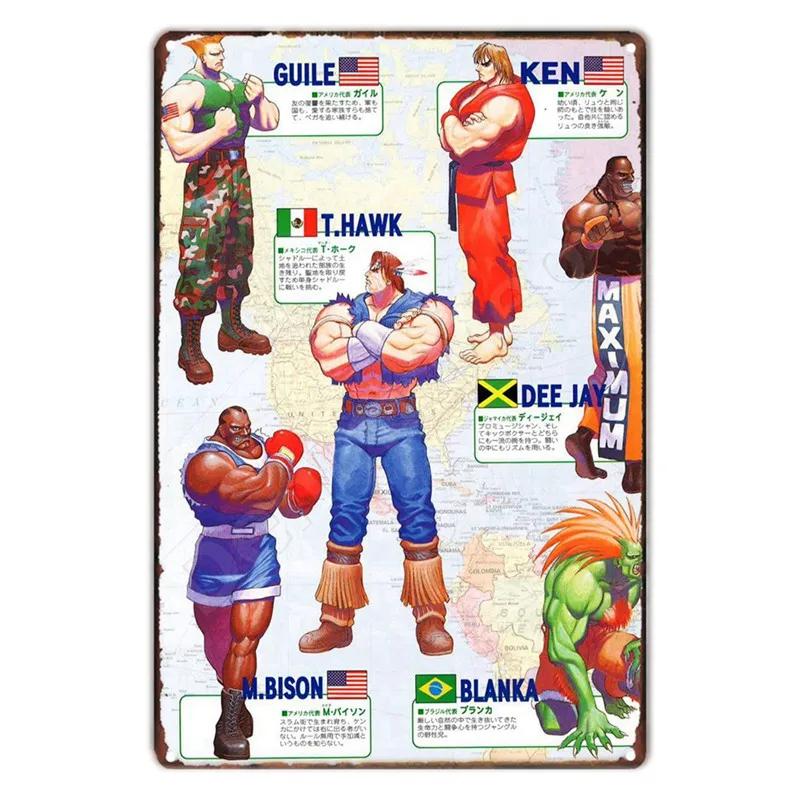 The King Of Fighters Anime Vintage Metal Sign, Wall Art Poster, Fighting Games, Retro Sign For Bar,Club,Man Cave,Home Wall Decor
