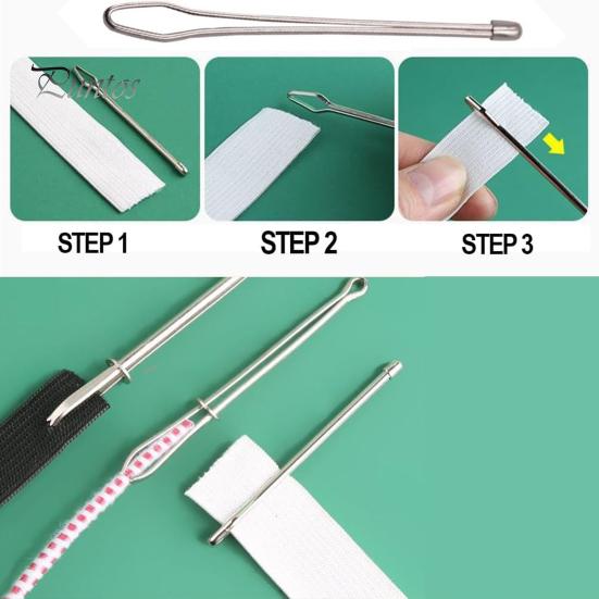 6 Pezzi Clip Infila Cordino Acciaio Inossidabile Strumento Infila Coulisse con Pinzetta Clip Infila Cordino Fai da Te per Coulisse di Felpe Pantaloni Pantaloncini