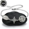 Bracelet Triple Protection Argent Vierge Marie Nœud de Sorcière Pentagramme Tétragrammaton Acier Inoxydable Poignet Étanche Bijouterie