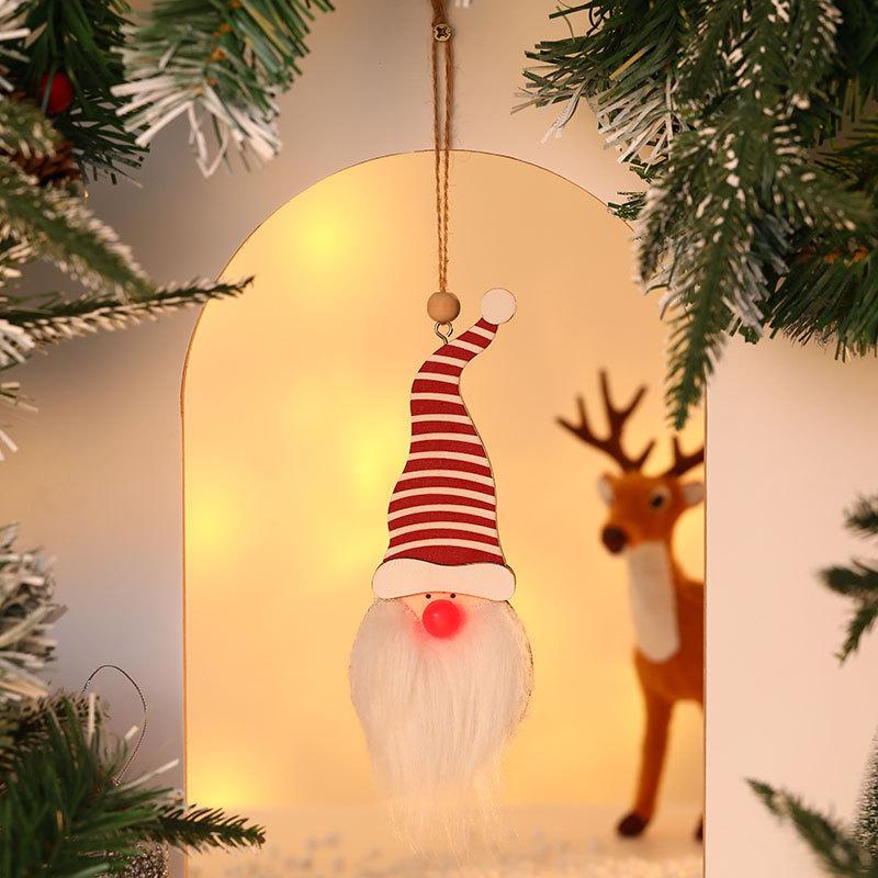 

Рождественские украшения Лесной старик со светом Подвесной светильник Рождественская елка Маленькая подвесная деталь Украшение окна для вечеринки stripes белый/красный