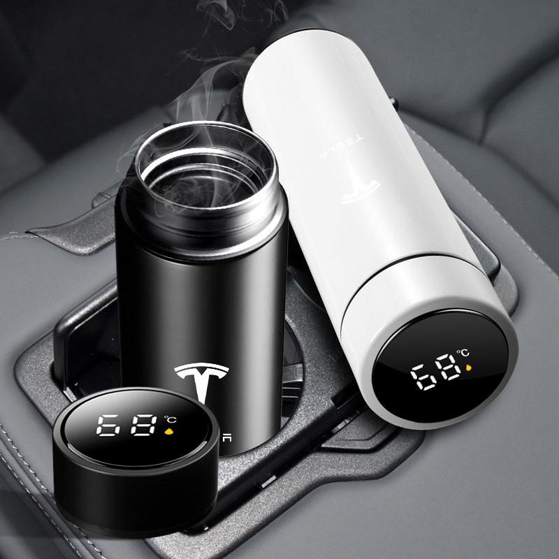 Car Smart Thermos Bottle With Temperature Display Coffee Cup For Tesla Model 3 Model S Model X Y Roadster Performance