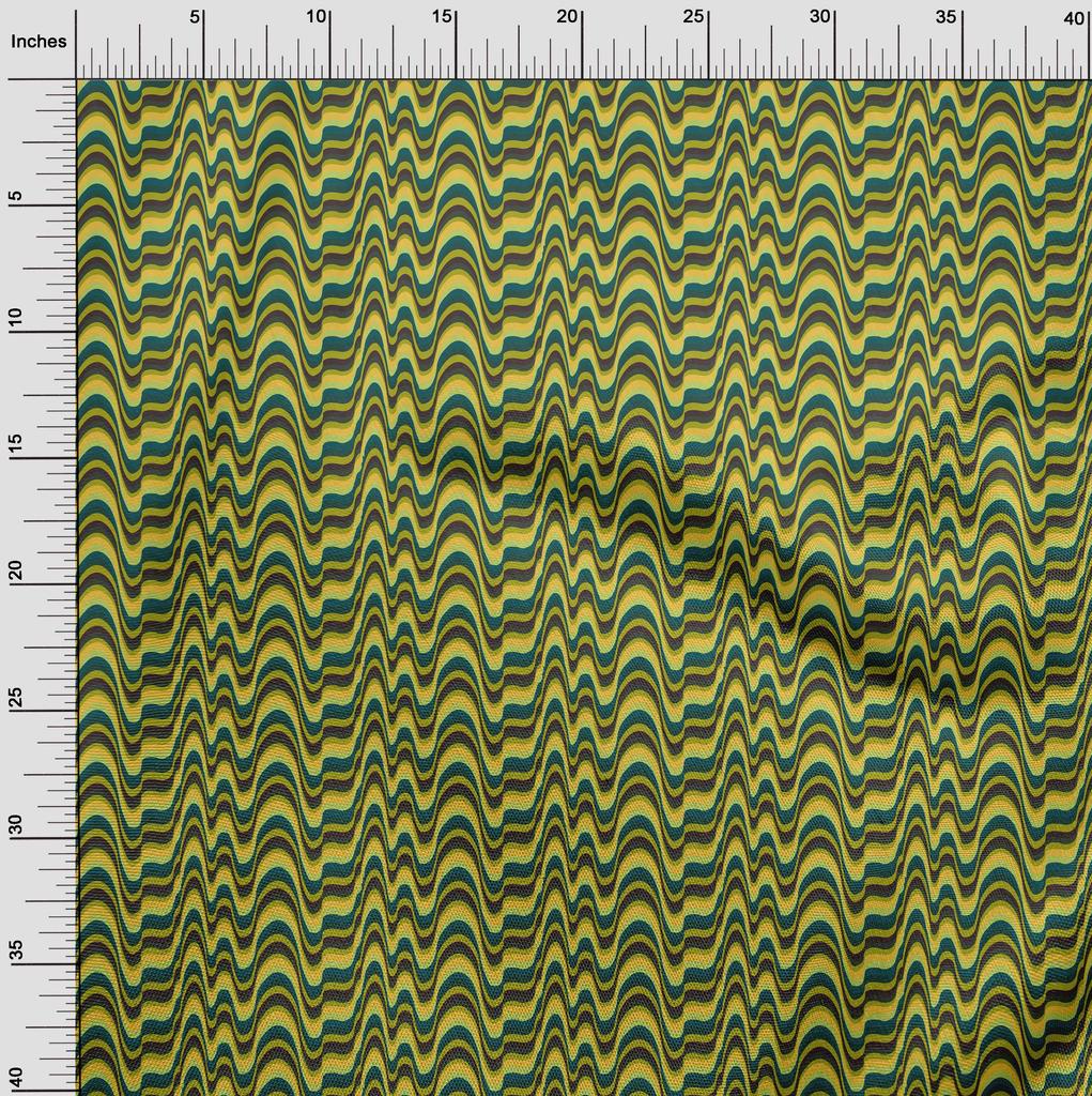 oneOone Cotton Flex Fabric Waves Flame Stitch Print Fabric By The Yard 40 Inch