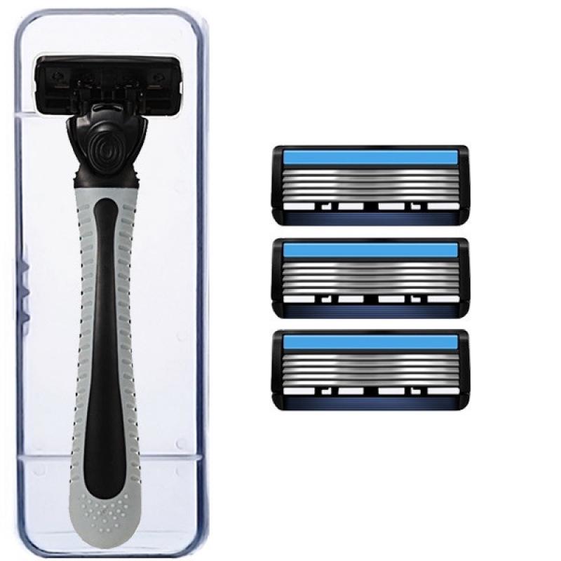 6-Layer Ultra-Thin Men's Razor with Replaceable Anti-Scratch Heads