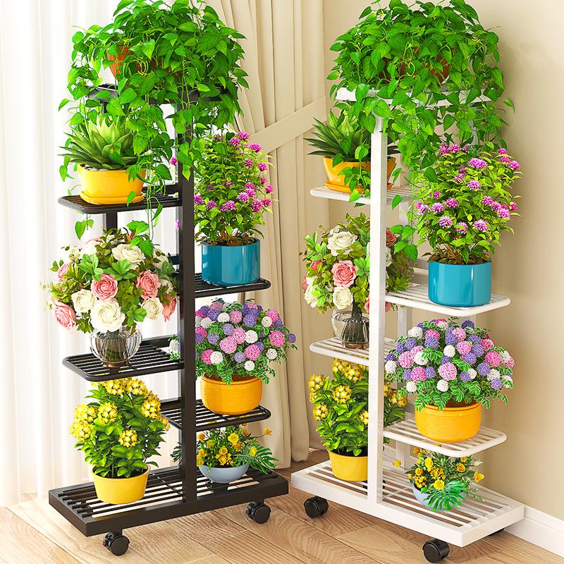 Wrought Iron Multi-layer Flower Stand Shelf for Indoor and Balcony Plant Display