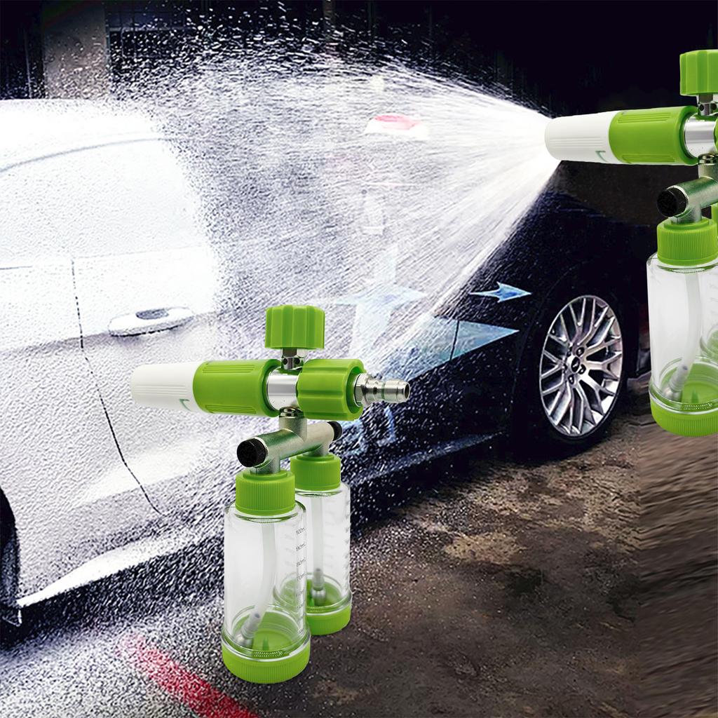 100ML Dual-Kettle Car Wash Foam Sprayer with 1/4 Inch Quick Connector Auto Washing Snow Foam Lance Detachable Home Cleaning Tool