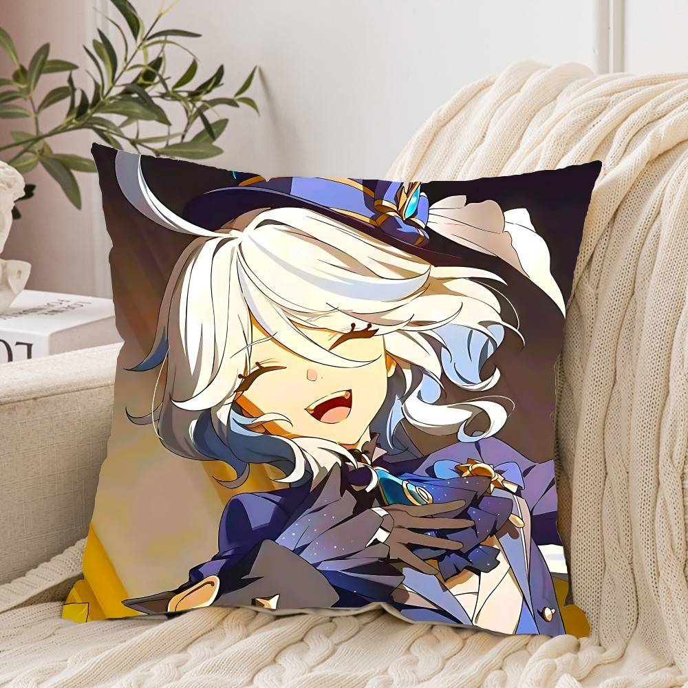 Cute F-Furina G-Genshin Impact Pillow Case Cushion Cover Soft Cute Throw Pillow Case For Car Sofa Pillowcase Polyester