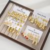 46 Pcs Fashion Creative Gold Plated Earrings Set for Women Vintage Pearl Zircon Bow Knot Heart Red Cherry Twist C-Shaped Earring